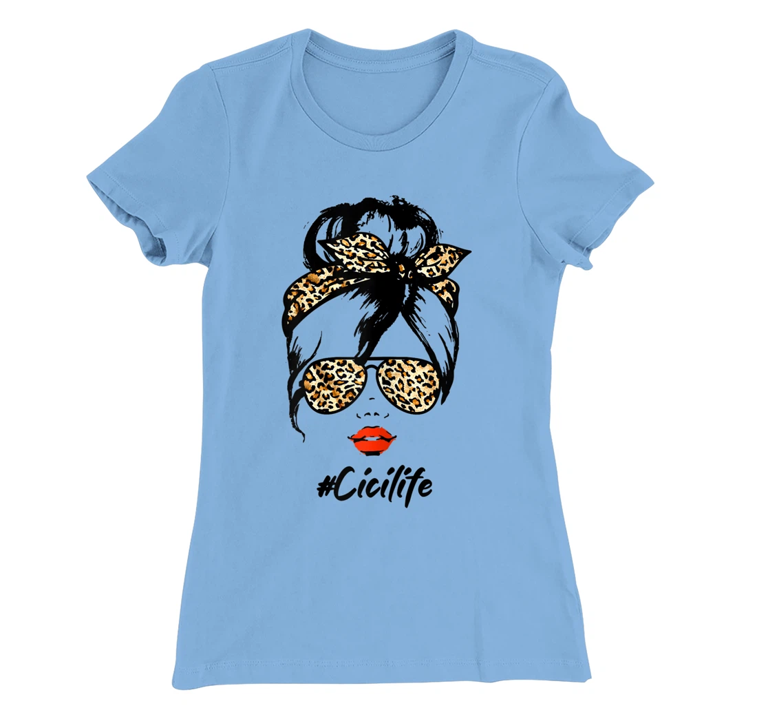 Womens Classy Cici Life With Leopard Pattern Shades #Cicilife T-Shirt, Women T-Shirt