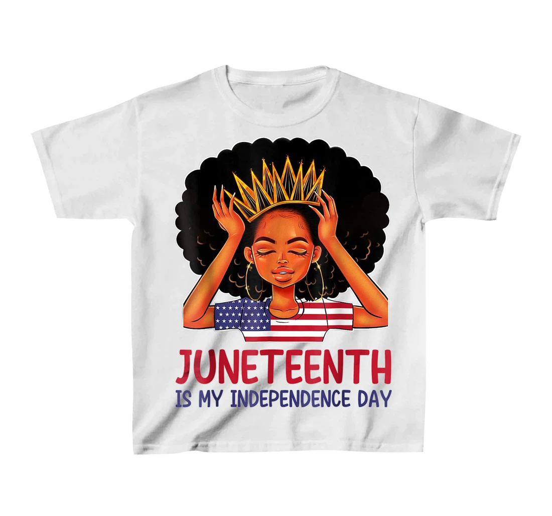 Womens Juneteenth is My Independence Day 4th July Black Afro Flag T-Shirt, Kid T-Shirt and Women T-Shirt