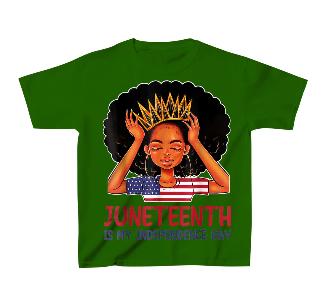 Womens Juneteenth is My Independence Day 4th July Black Afro Flag T-Shirt, Kid T-Shirt and Women T-Shirt