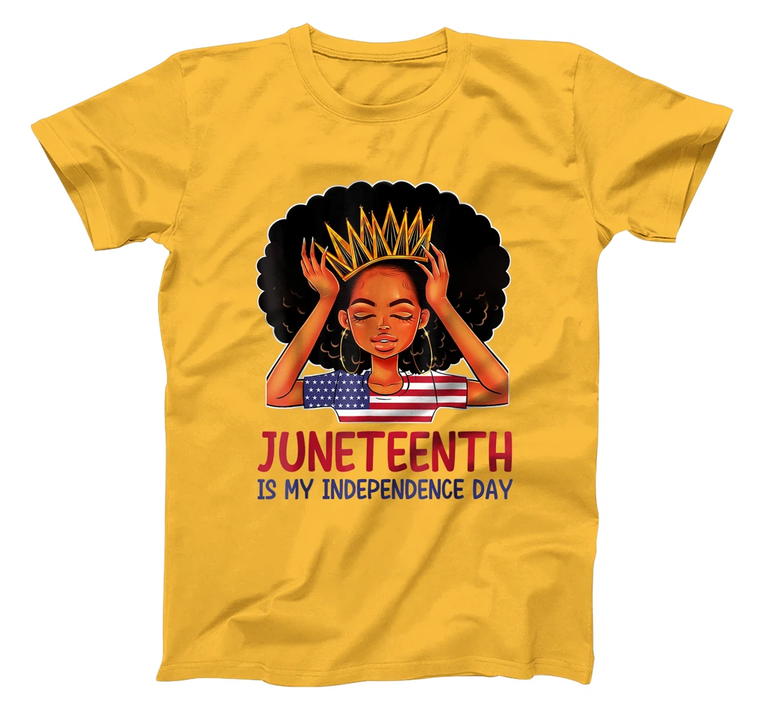 Womens Juneteenth is My Independence Day 4th July Black Afro Flag T-Shirt, Kid T-Shirt and Women T-Shirt