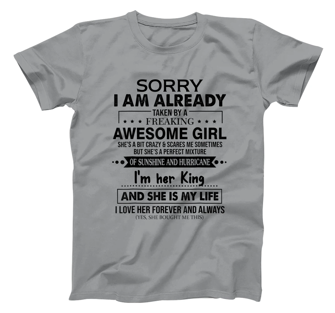 Womens Sorry I am already taken by a freaking awesome Girl Funny T-Shirt, Women T-Shirt