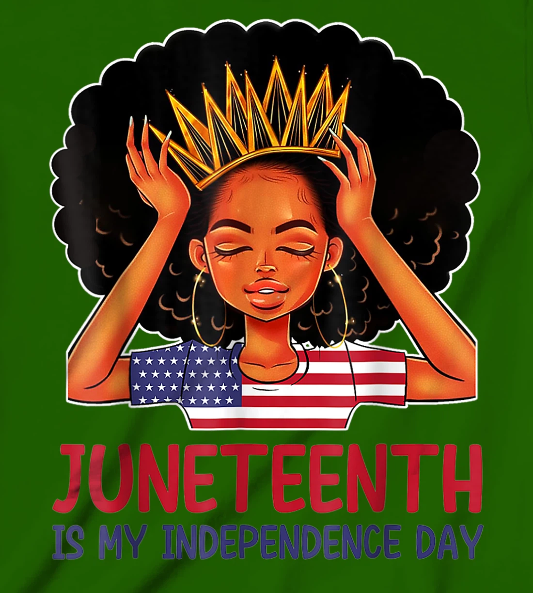 Womens Juneteenth is My Independence Day 4th July Black Afro Flag T-Shirt, Kid T-Shirt and Women T-Shirt