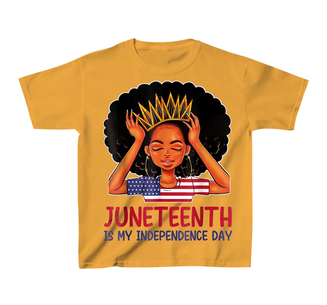 Womens Juneteenth is My Independence Day 4th July Black Afro Flag T-Shirt, Kid T-Shirt and Women T-Shirt