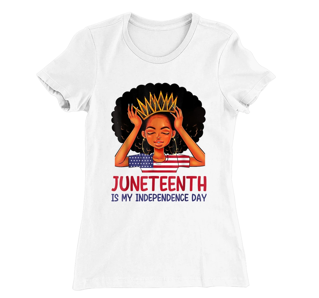 Womens Juneteenth is My Independence Day 4th July Black Afro Flag T-Shirt, Kid T-Shirt and Women T-Shirt
