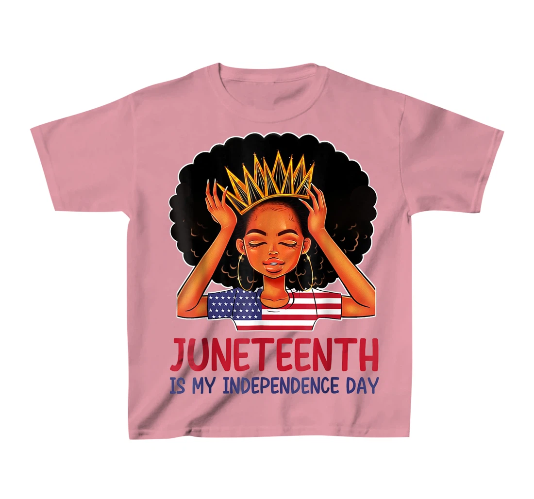 Womens Juneteenth is My Independence Day 4th July Black Afro Flag T-Shirt, Kid T-Shirt and Women T-Shirt