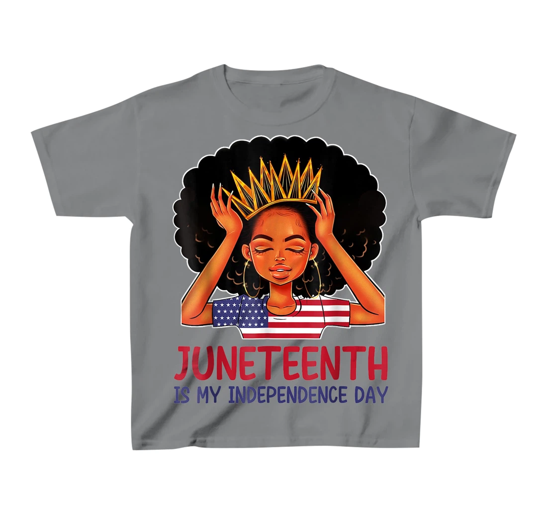 Womens Juneteenth is My Independence Day 4th July Black Afro Flag T-Shirt, Kid T-Shirt and Women T-Shirt