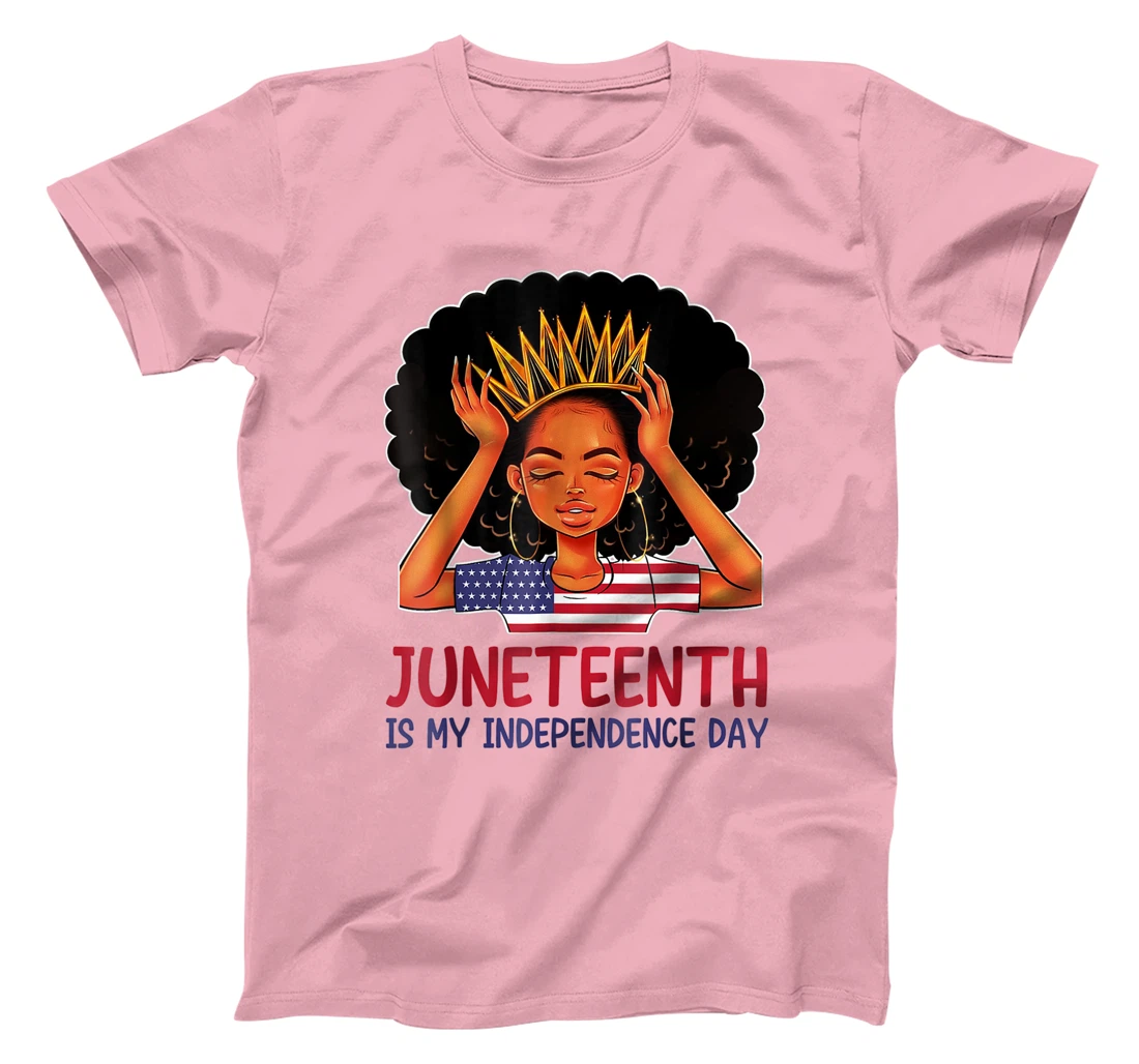 Womens Juneteenth is My Independence Day 4th July Black Afro Flag T-Shirt, Kid T-Shirt and Women T-Shirt