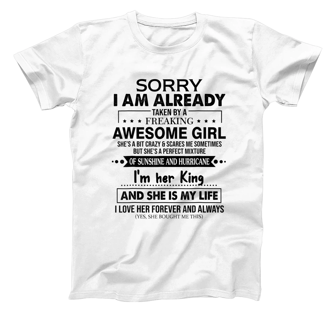 Womens Sorry I am already taken by a freaking awesome Girl Funny T-Shirt, Women T-Shirt