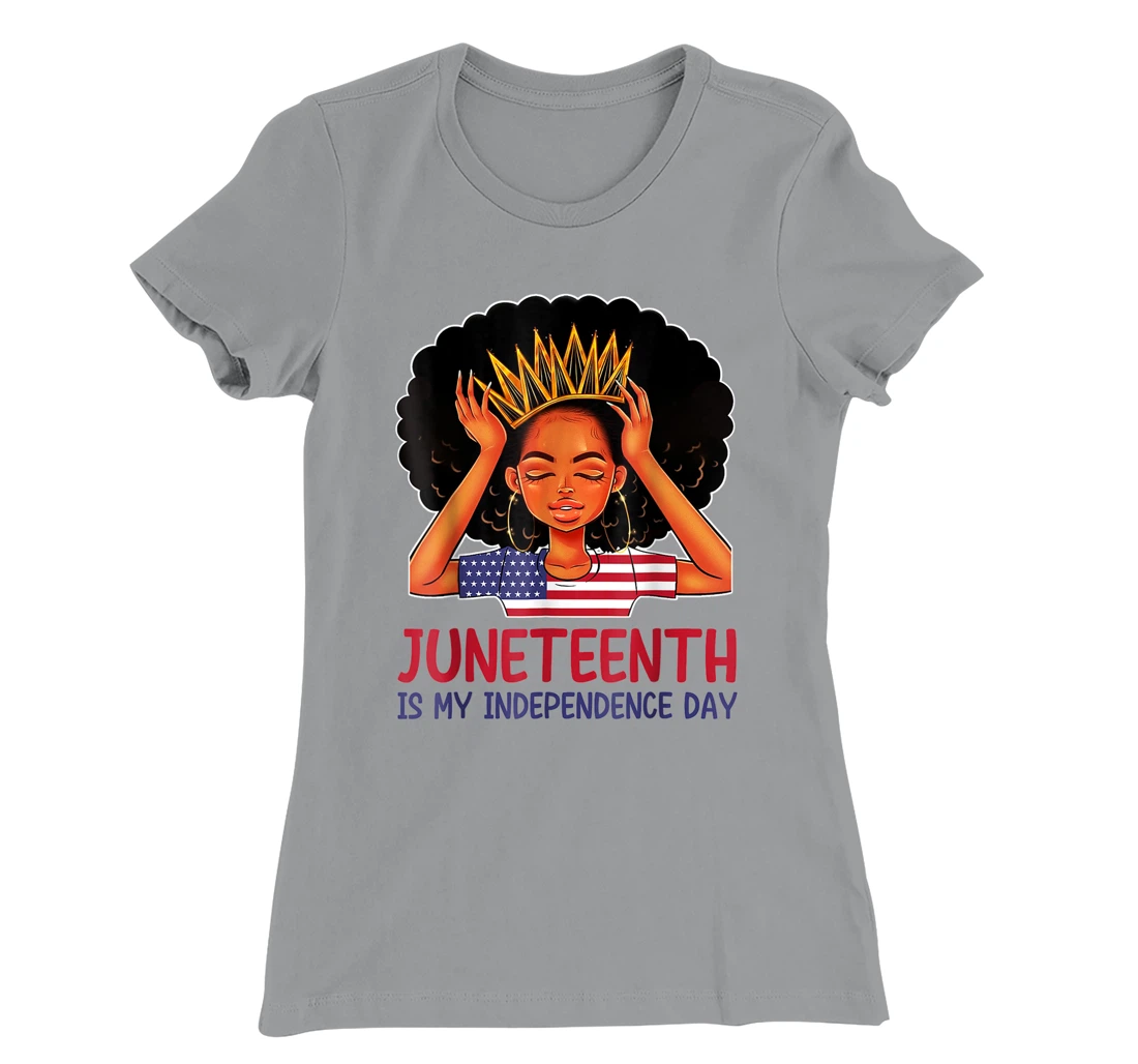 Womens Juneteenth is My Independence Day 4th July Black Afro Flag T-Shirt, Kid T-Shirt and Women T-Shirt