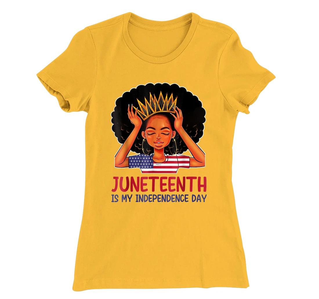 Womens Juneteenth is My Independence Day 4th July Black Afro Flag T-Shirt, Kid T-Shirt and Women T-Shirt