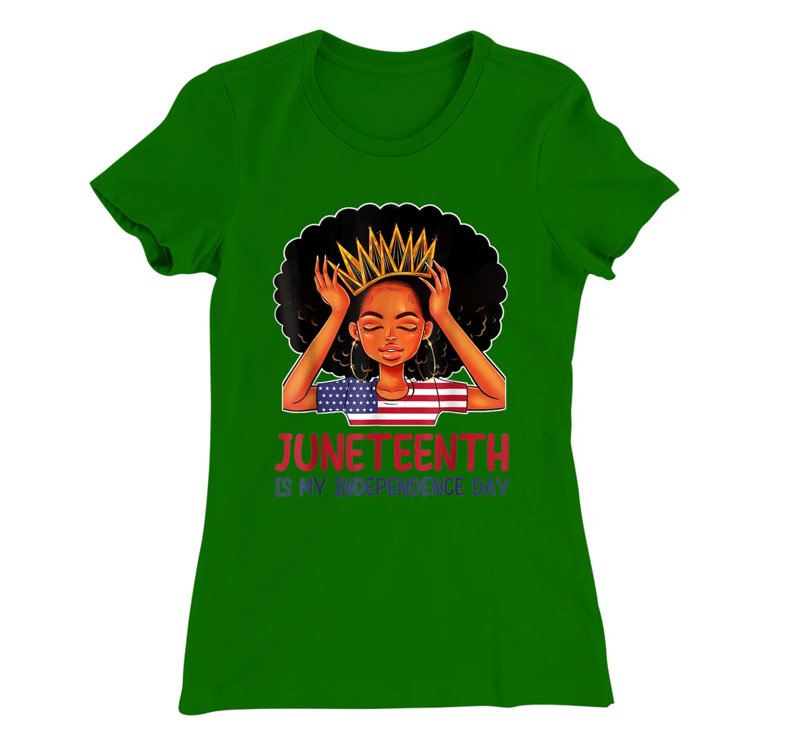 Womens Juneteenth is My Independence Day 4th July Black Afro Flag T-Shirt, Kid T-Shirt and Women T-Shirt