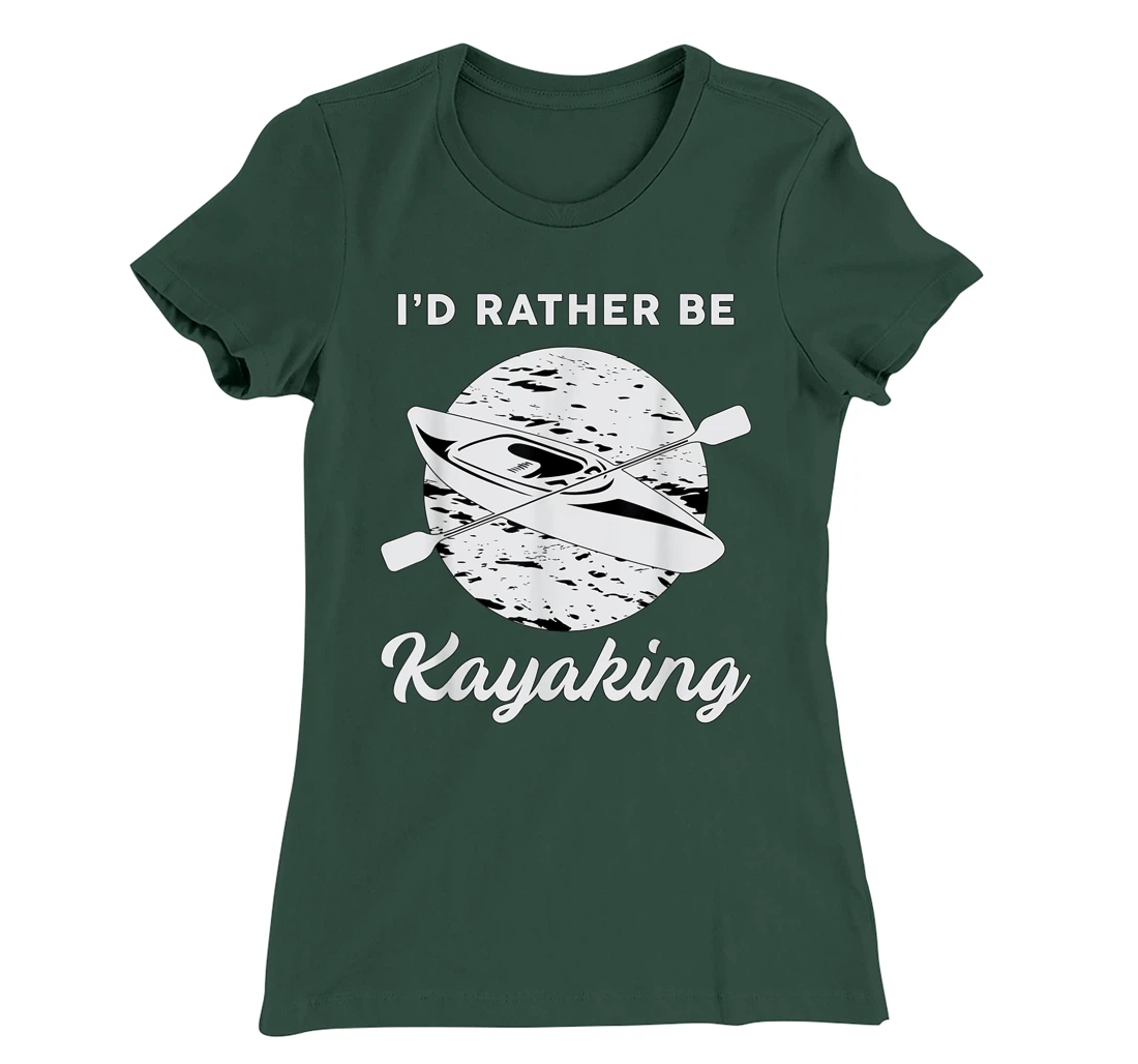I'd Rather Be Kayaking River Canoe Paddling Retro Kayak T-Shirt, Women T-Shirt