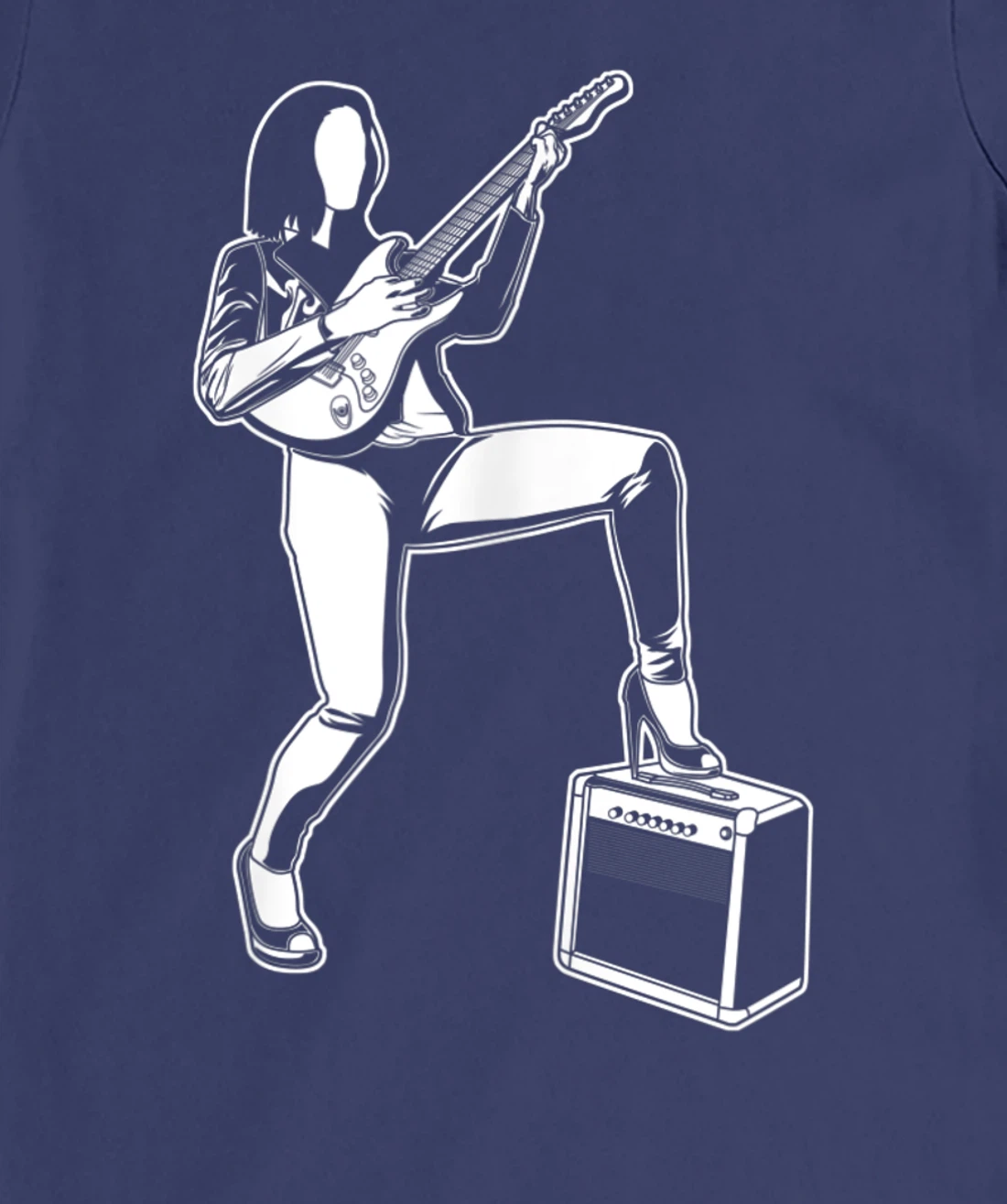 Female Guitarist Rock Music Electric Guitar T-Shirt, Women T-Shirt