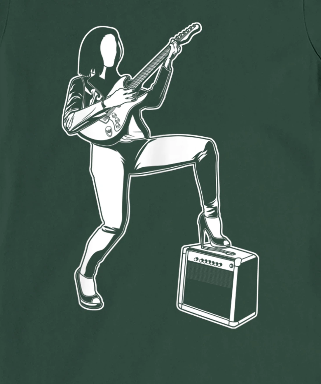 Female Guitarist Rock Music Electric Guitar T-Shirt, Women T-Shirt