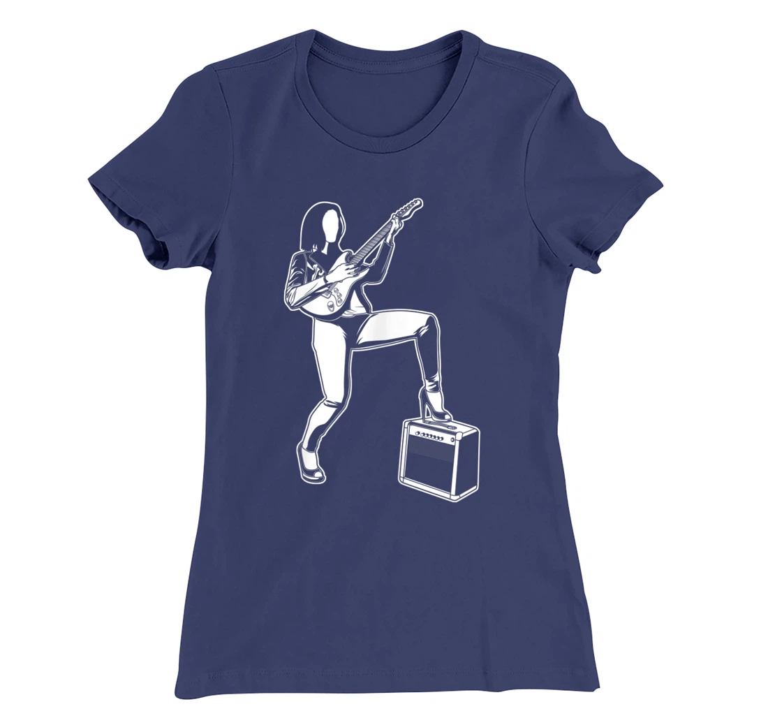 Female Guitarist Rock Music Electric Guitar T-Shirt, Women T-Shirt