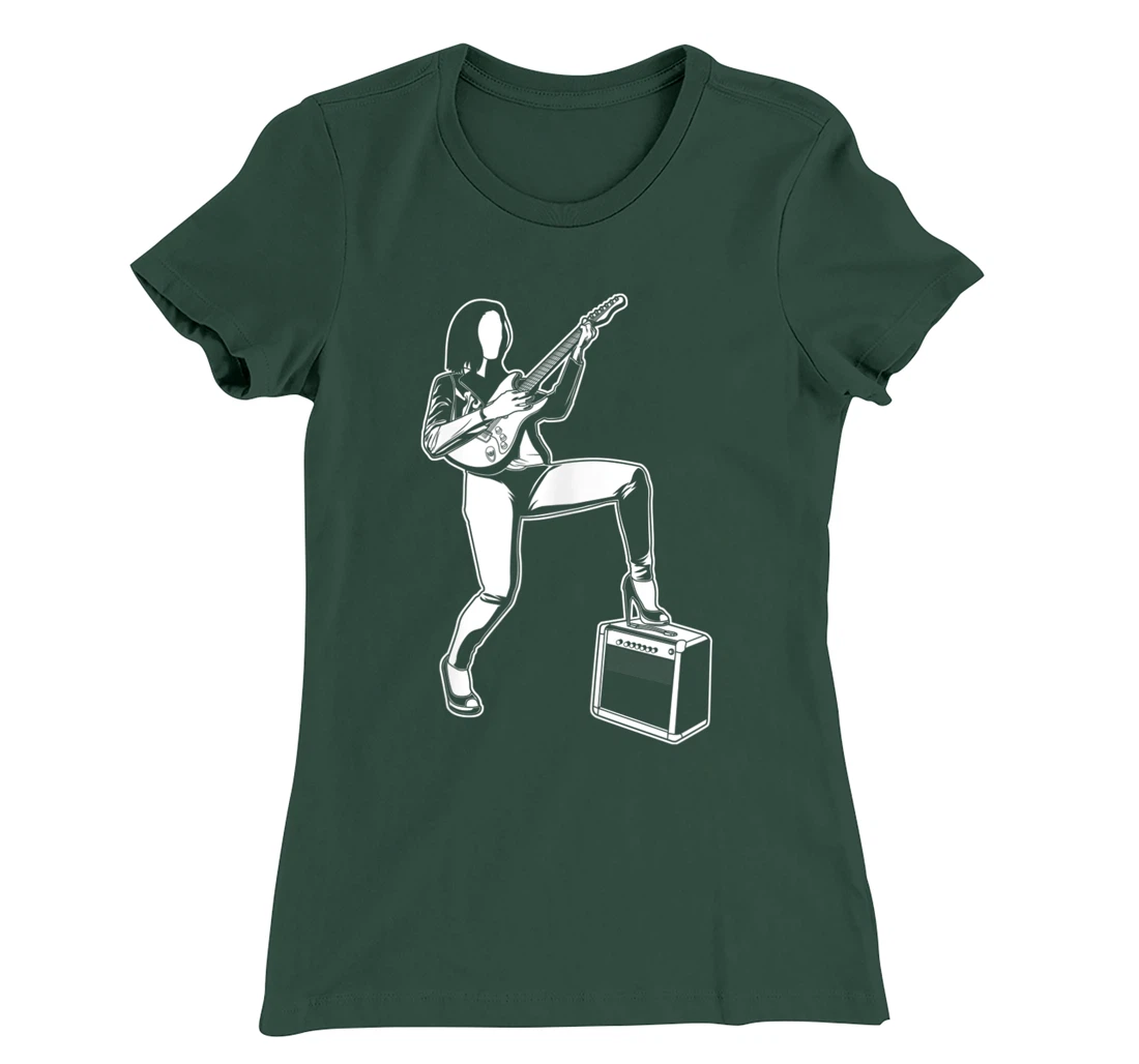 Female Guitarist Rock Music Electric Guitar T-Shirt, Women T-Shirt