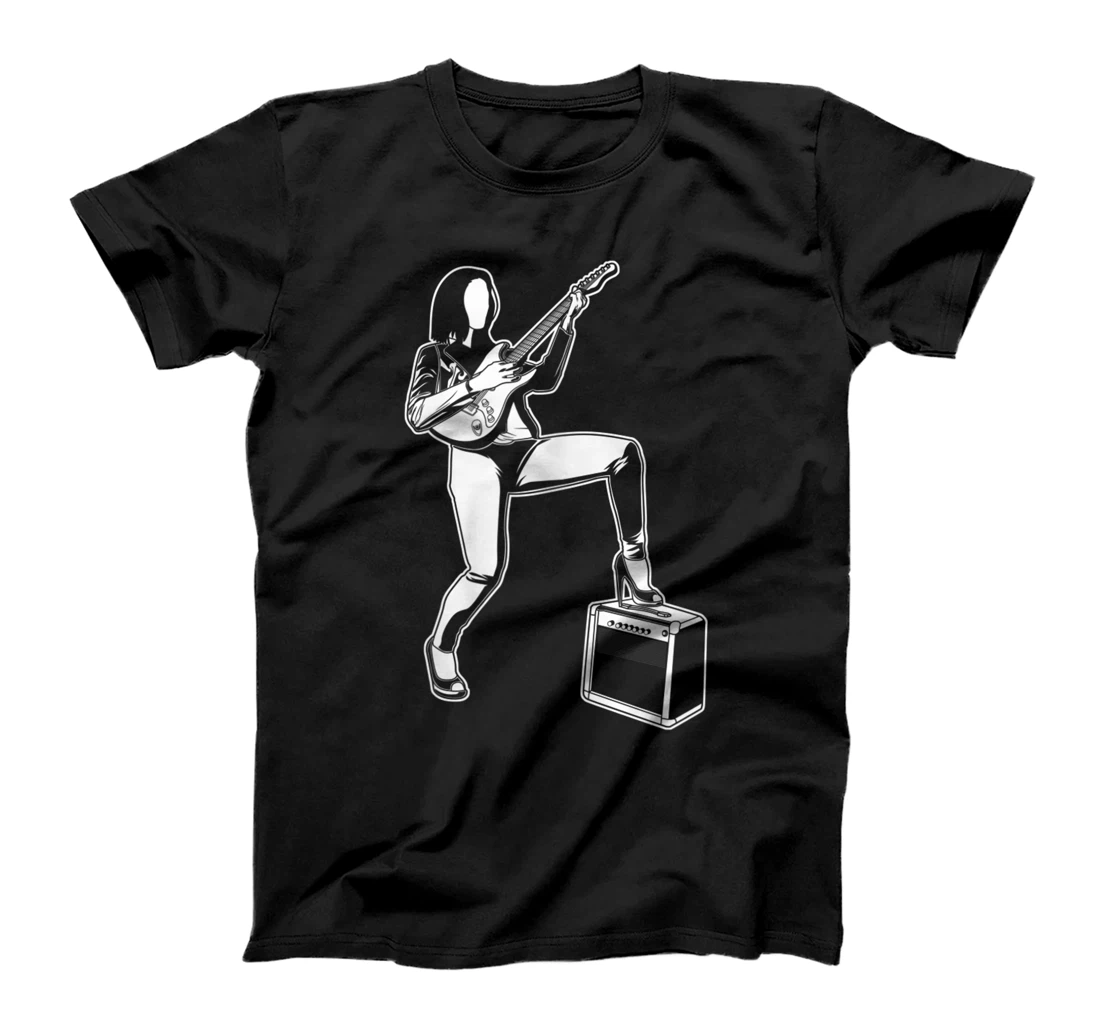 Female Guitarist Rock Music Electric Guitar T-Shirt, Women T-Shirt