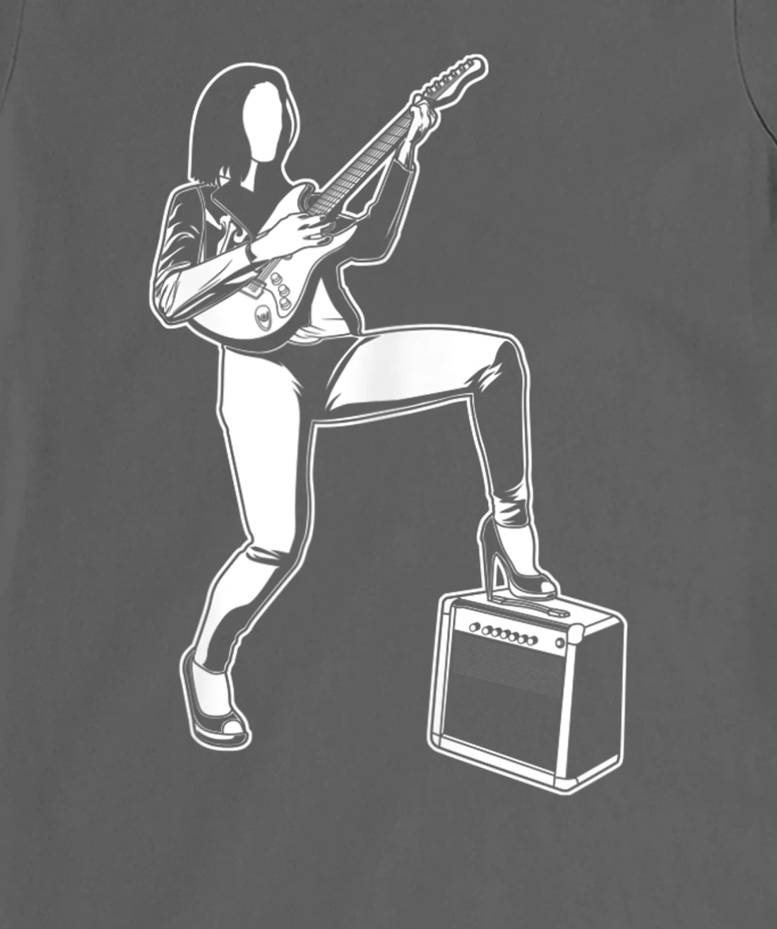 Female Guitarist Rock Music Electric Guitar T-Shirt, Women T-Shirt
