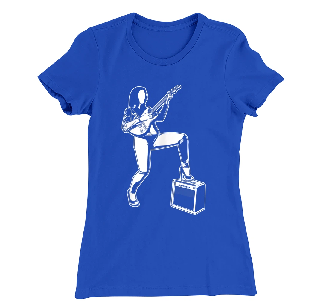 Female Guitarist Rock Music Electric Guitar T-Shirt, Women T-Shirt