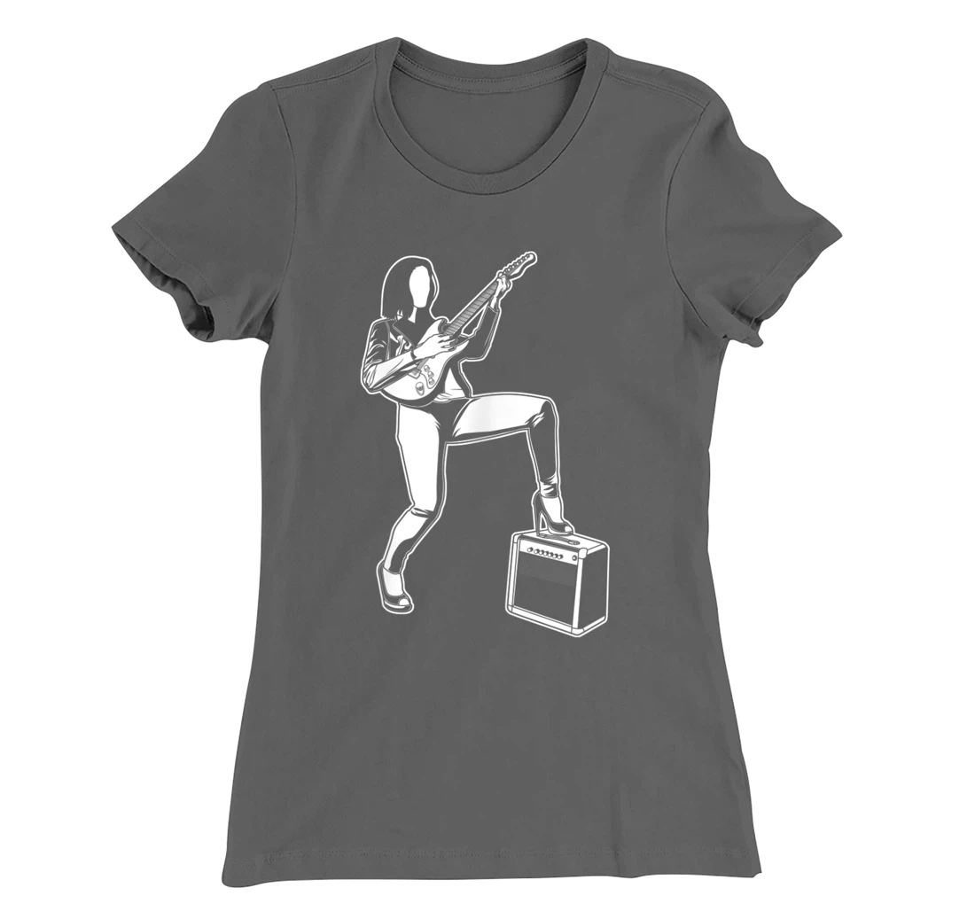 Female Guitarist Rock Music Electric Guitar T-Shirt, Women T-Shirt