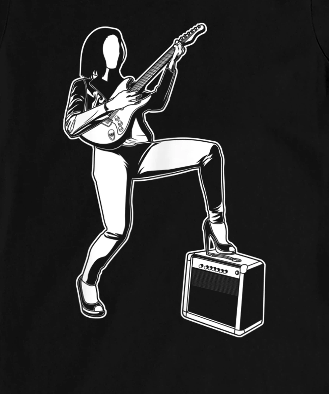 Female Guitarist Rock Music Electric Guitar T-Shirt, Women T-Shirt