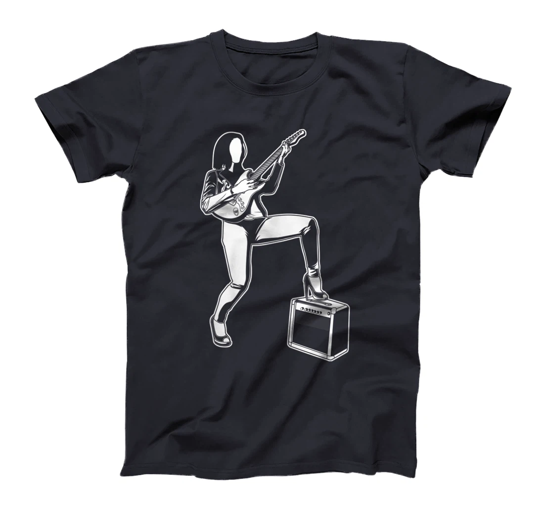 Female Guitarist Rock Music Electric Guitar T-Shirt, Women T-Shirt