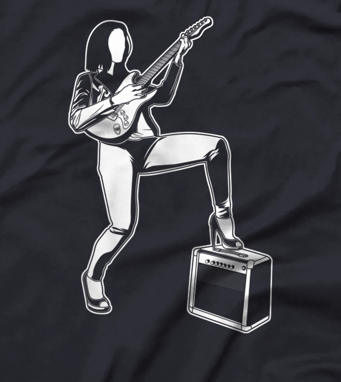 Female Guitarist Rock Music Electric Guitar T-Shirt, Women T-Shirt