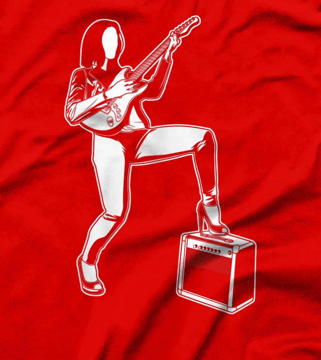 Female Guitarist Rock Music Electric Guitar T-Shirt, Women T-Shirt