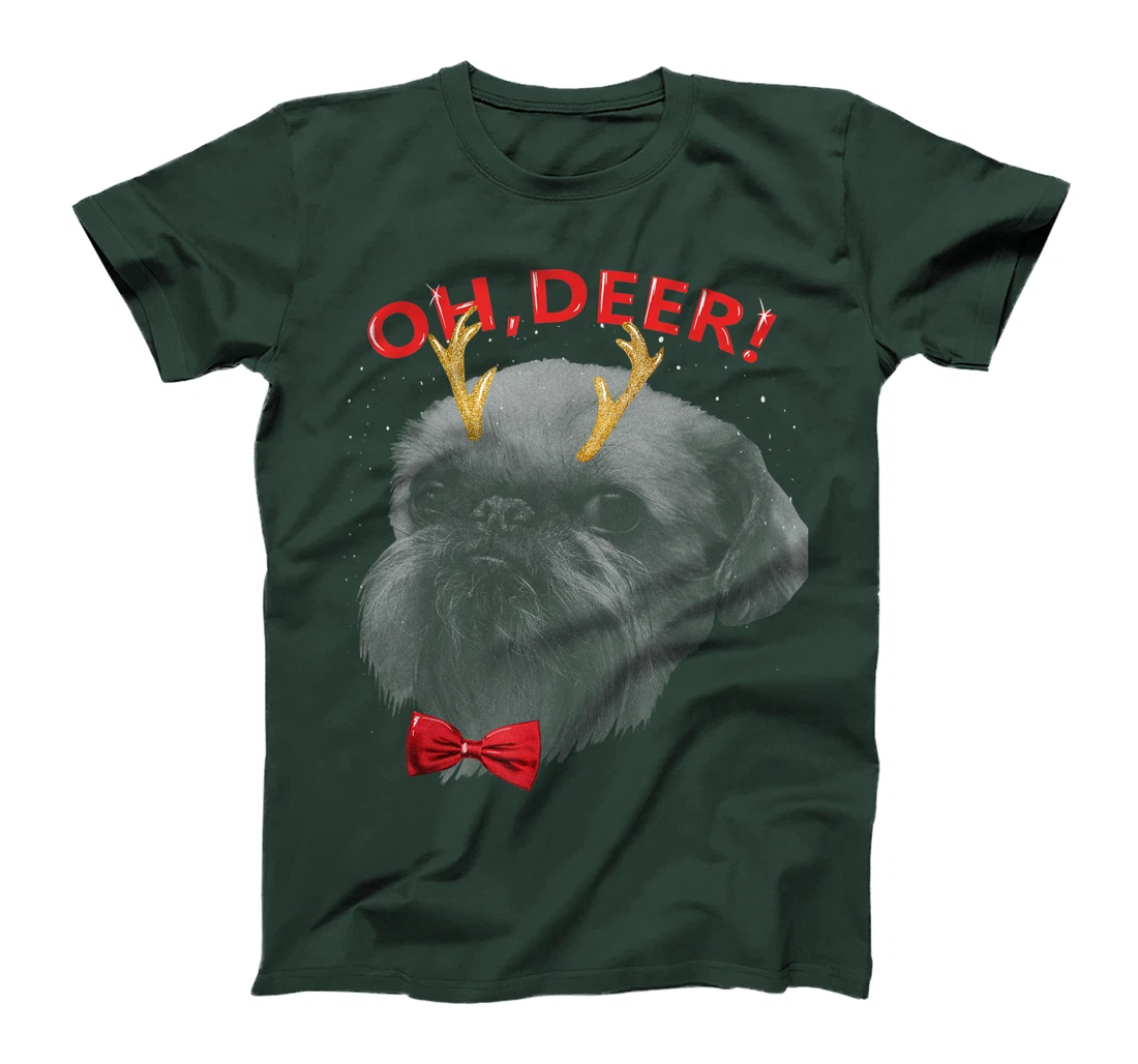 Oh Deer Brussels Griffon Xmas Red Bowtie T-Shirt, Kid T-Shirt and Women T-Shirt