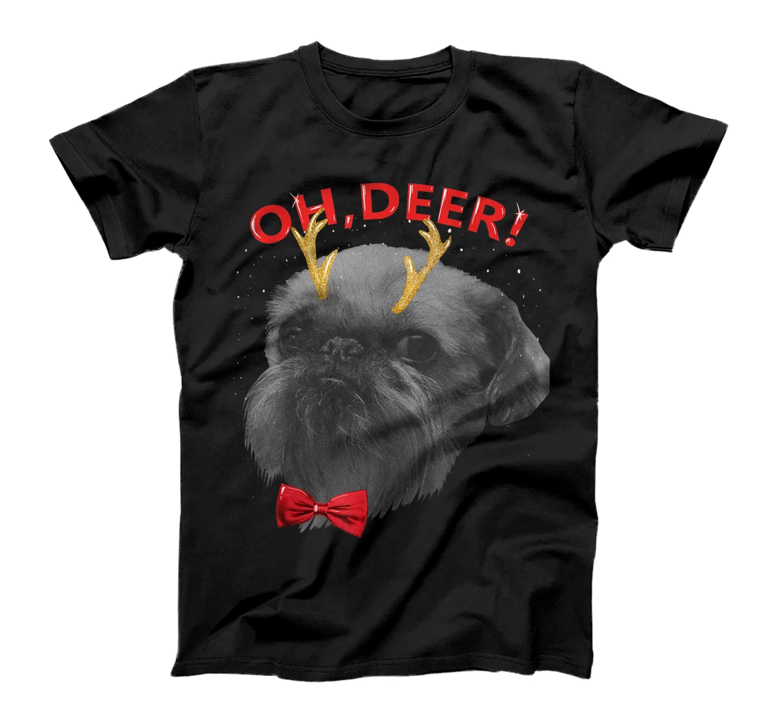 Oh Deer Brussels Griffon Xmas Red Bowtie T-Shirt, Kid T-Shirt and Women T-Shirt