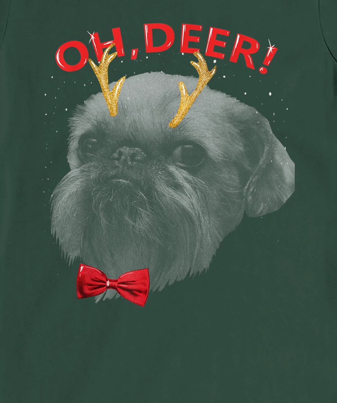 Oh Deer Brussels Griffon Xmas Red Bowtie T-Shirt, Kid T-Shirt and Women T-Shirt