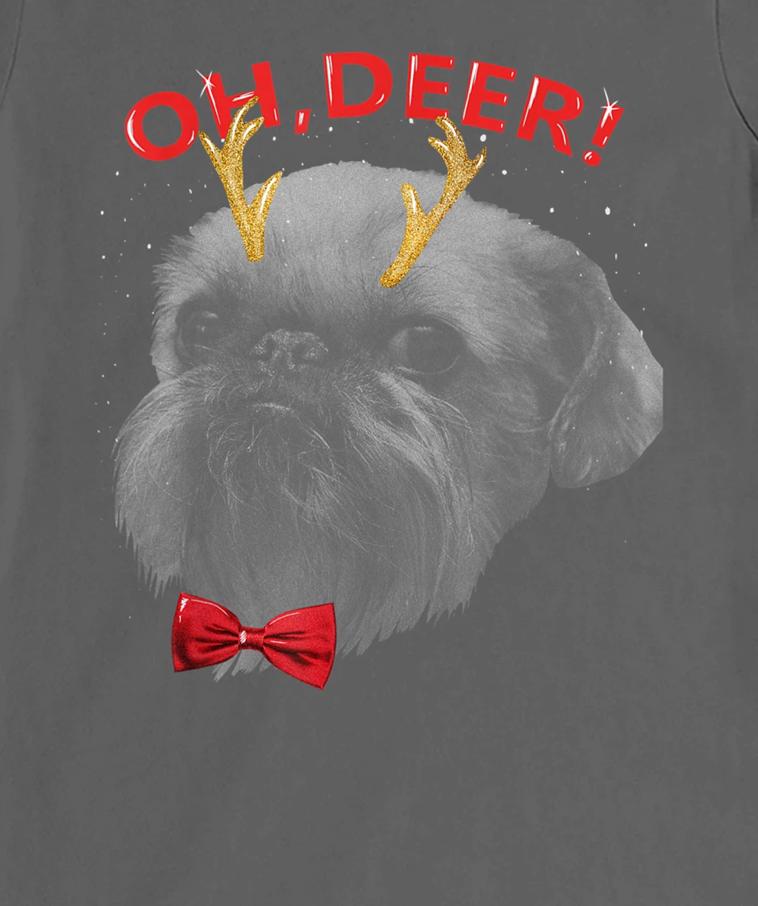 Oh Deer Brussels Griffon Xmas Red Bowtie T-Shirt, Kid T-Shirt and Women T-Shirt