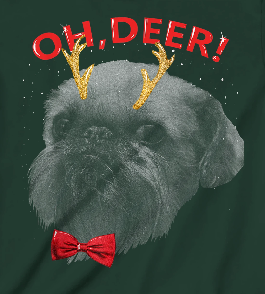 Oh Deer Brussels Griffon Xmas Red Bowtie T-Shirt, Kid T-Shirt and Women T-Shirt