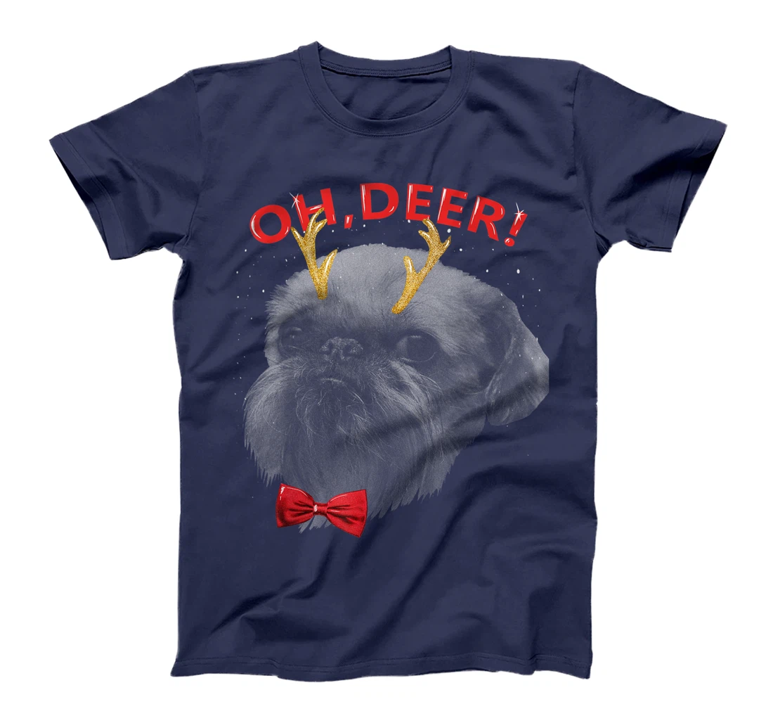 Oh Deer Brussels Griffon Xmas Red Bowtie T-Shirt, Kid T-Shirt and Women T-Shirt