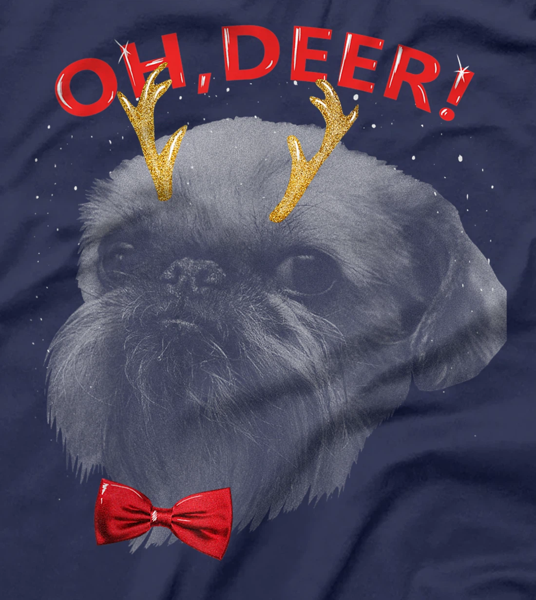 Oh Deer Brussels Griffon Xmas Red Bowtie T-Shirt, Kid T-Shirt and Women T-Shirt