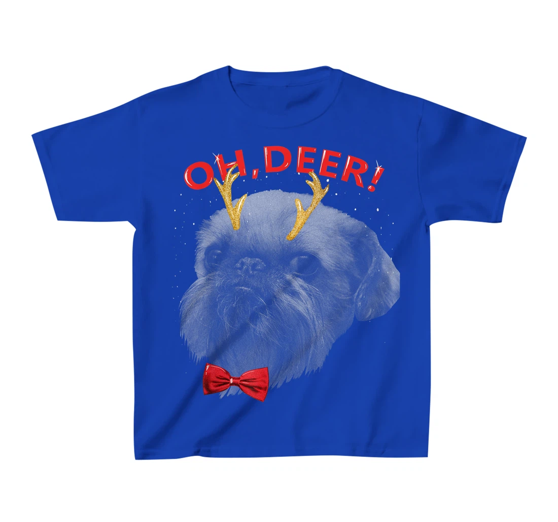 Oh Deer Brussels Griffon Xmas Red Bowtie T-Shirt, Kid T-Shirt and Women T-Shirt