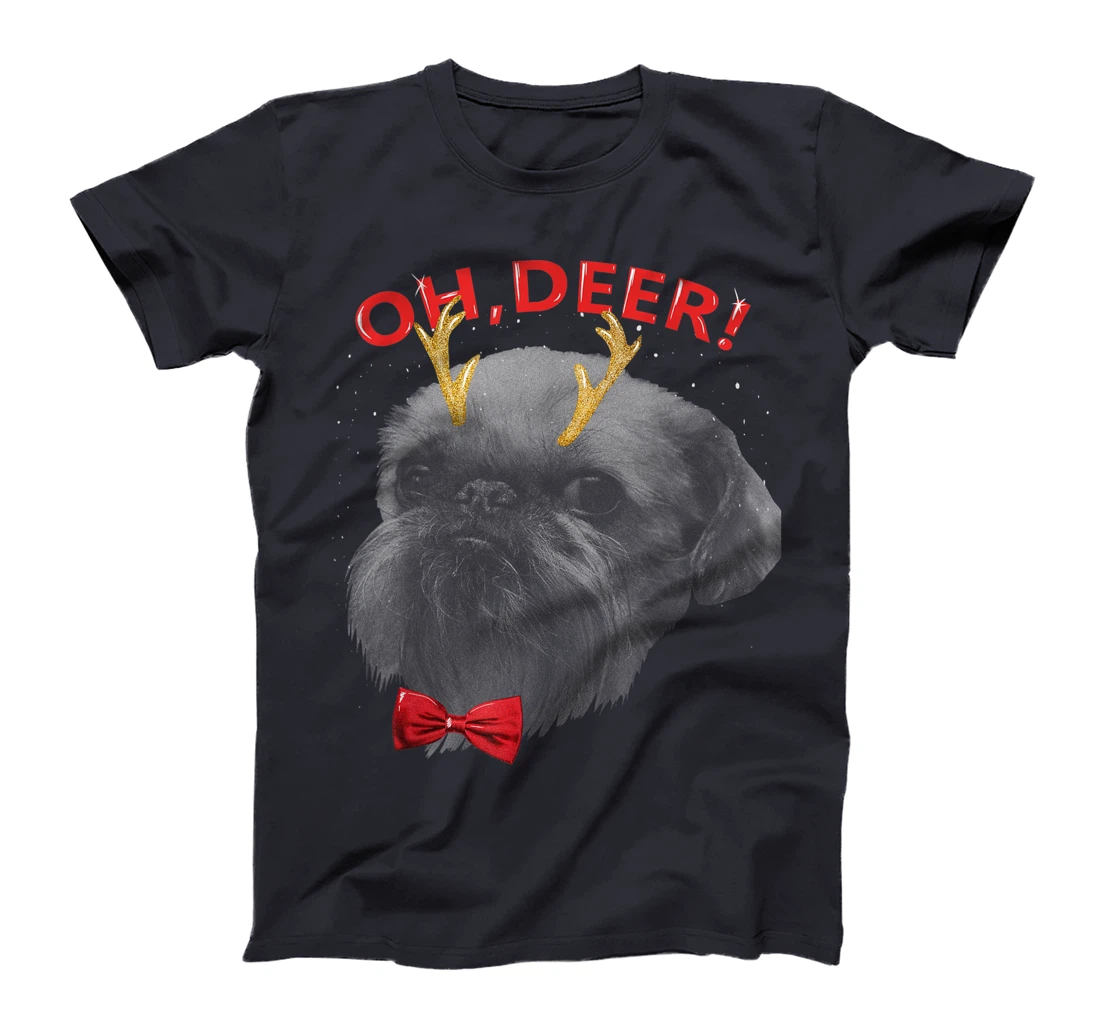 Oh Deer Brussels Griffon Xmas Red Bowtie T-Shirt, Kid T-Shirt and Women T-Shirt