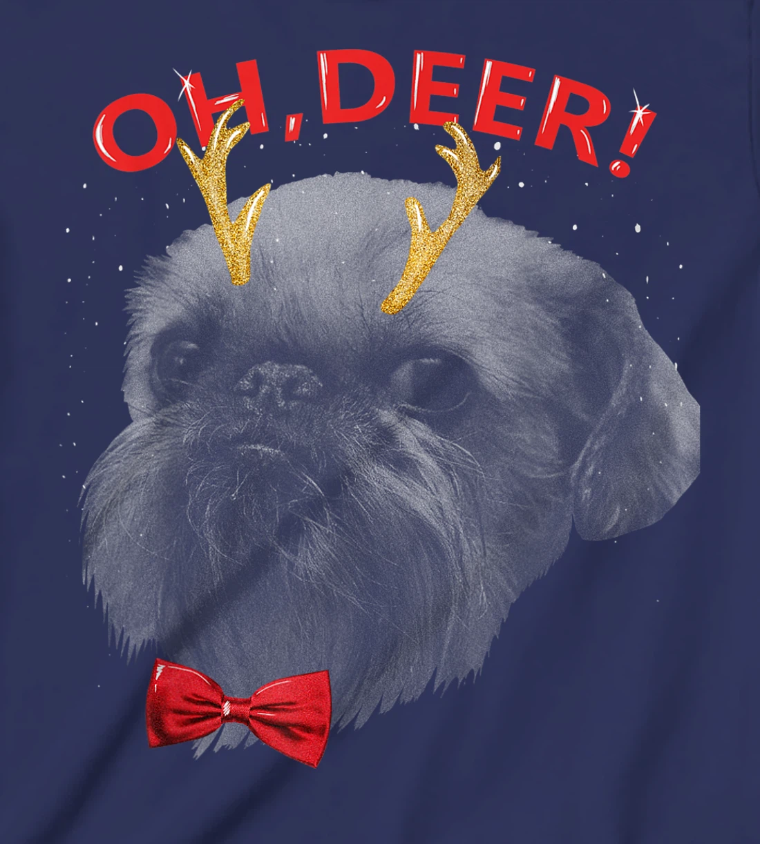 Oh Deer Brussels Griffon Xmas Red Bowtie T-Shirt, Kid T-Shirt and Women T-Shirt