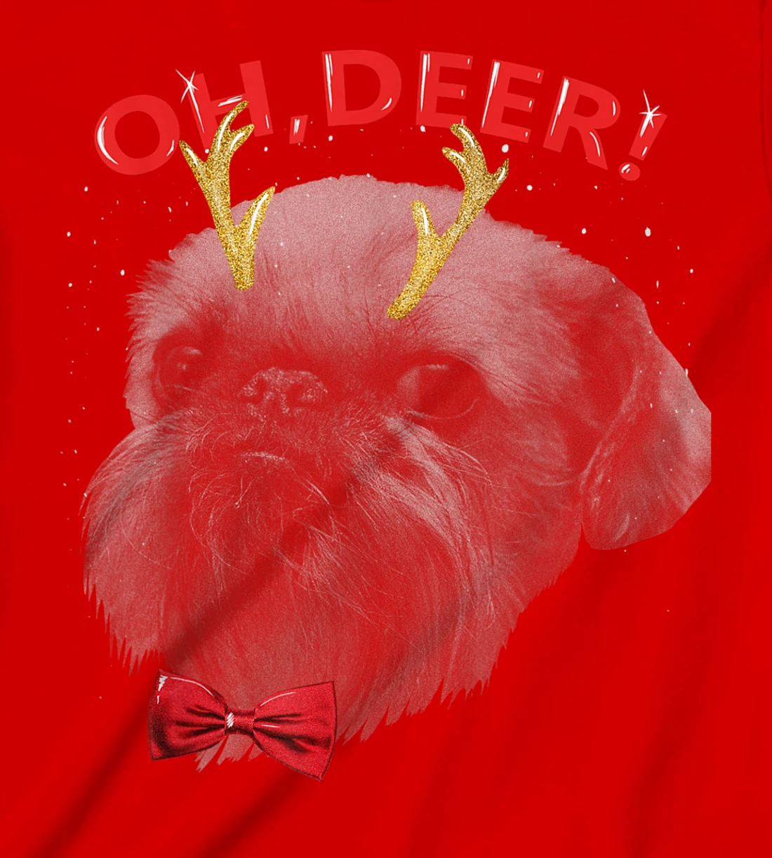 Oh Deer Brussels Griffon Xmas Red Bowtie T-Shirt, Kid T-Shirt and Women T-Shirt