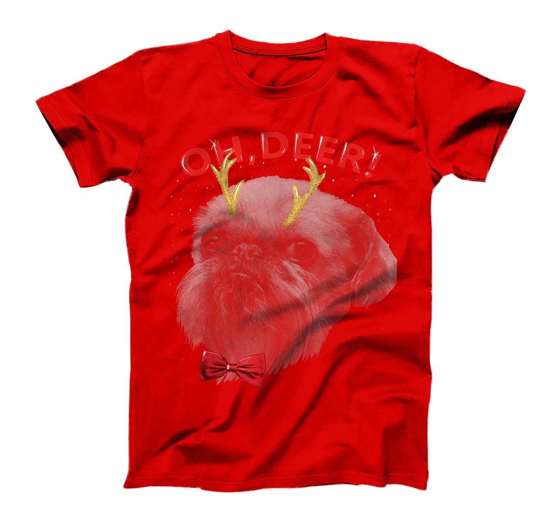 Oh Deer Brussels Griffon Xmas Red Bowtie T-Shirt, Kid T-Shirt and Women T-Shirt