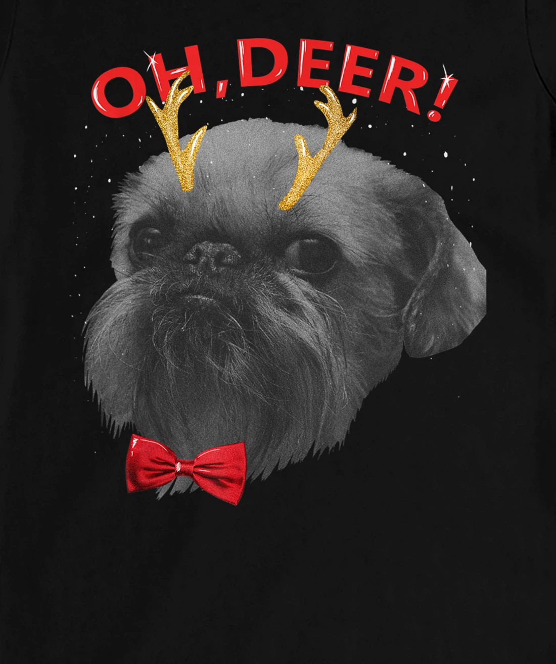 Oh Deer Brussels Griffon Xmas Red Bowtie T-Shirt, Kid T-Shirt and Women T-Shirt