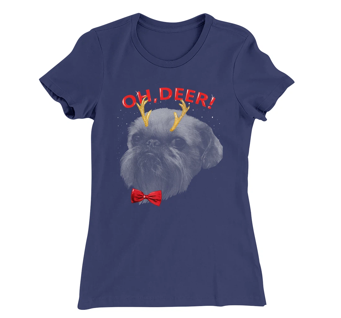 Oh Deer Brussels Griffon Xmas Red Bowtie T-Shirt, Kid T-Shirt and Women T-Shirt
