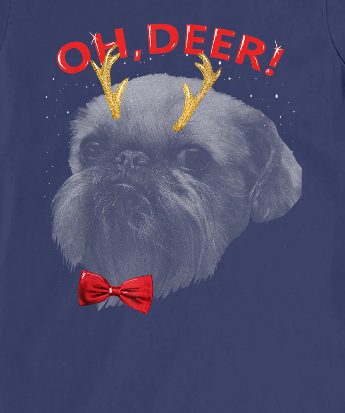 Oh Deer Brussels Griffon Xmas Red Bowtie T-Shirt, Kid T-Shirt and Women T-Shirt
