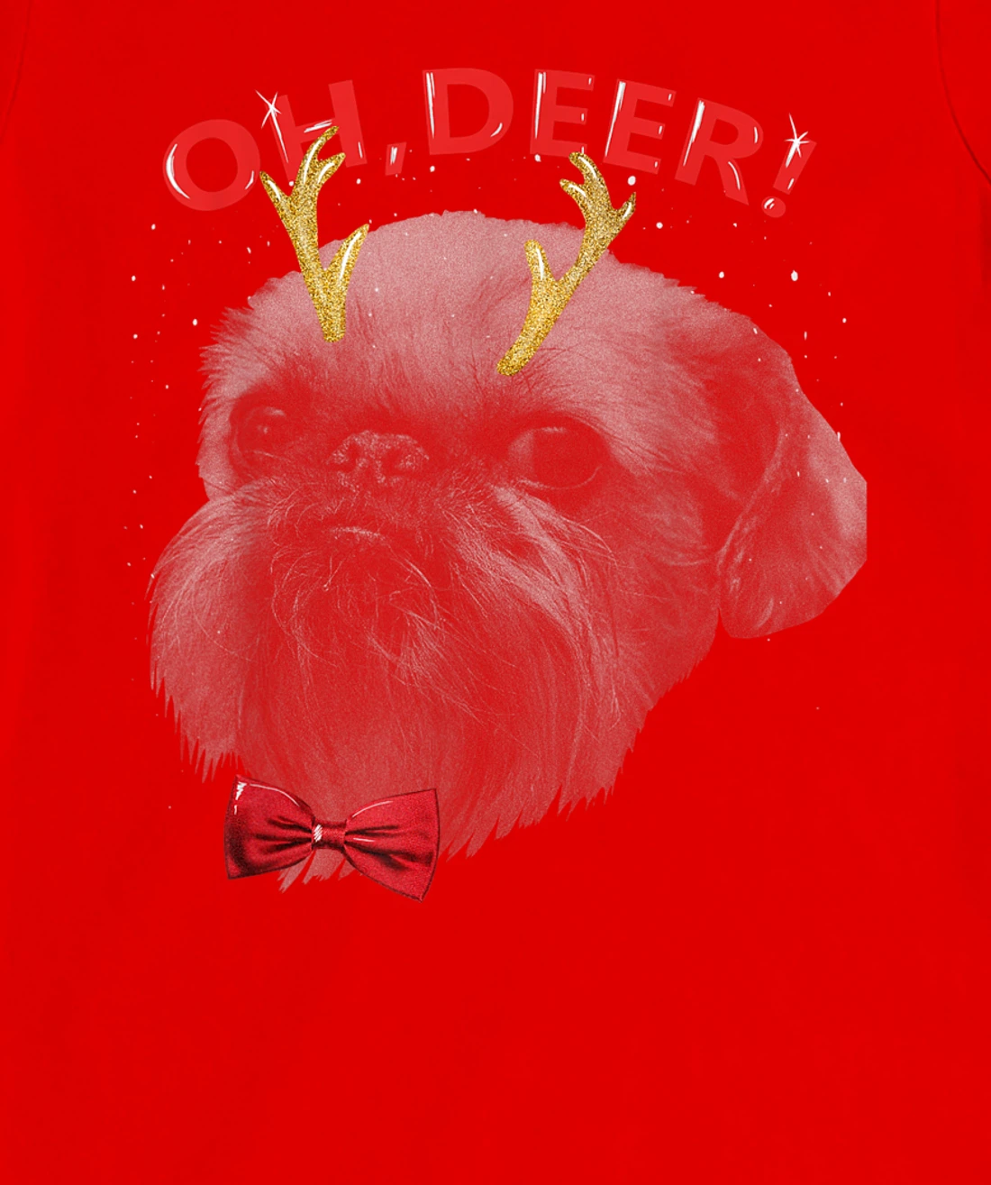 Oh Deer Brussels Griffon Xmas Red Bowtie T-Shirt, Kid T-Shirt and Women T-Shirt