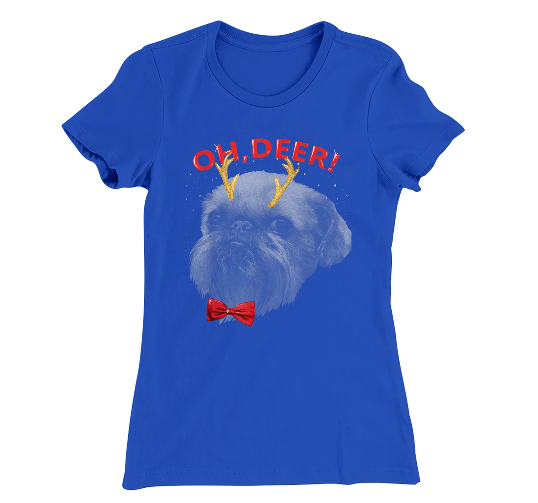 Oh Deer Brussels Griffon Xmas Red Bowtie T-Shirt, Kid T-Shirt and Women T-Shirt