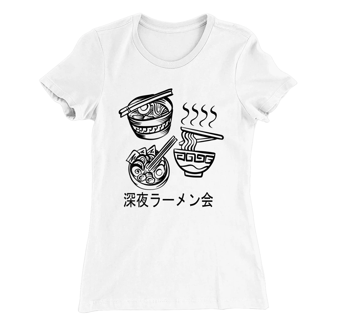 Womens Noodles Meeting At A Late Night Ramen Party 深夜ラーメン会 T-Shirt, Kid T-Shirt and Women T-Shirt