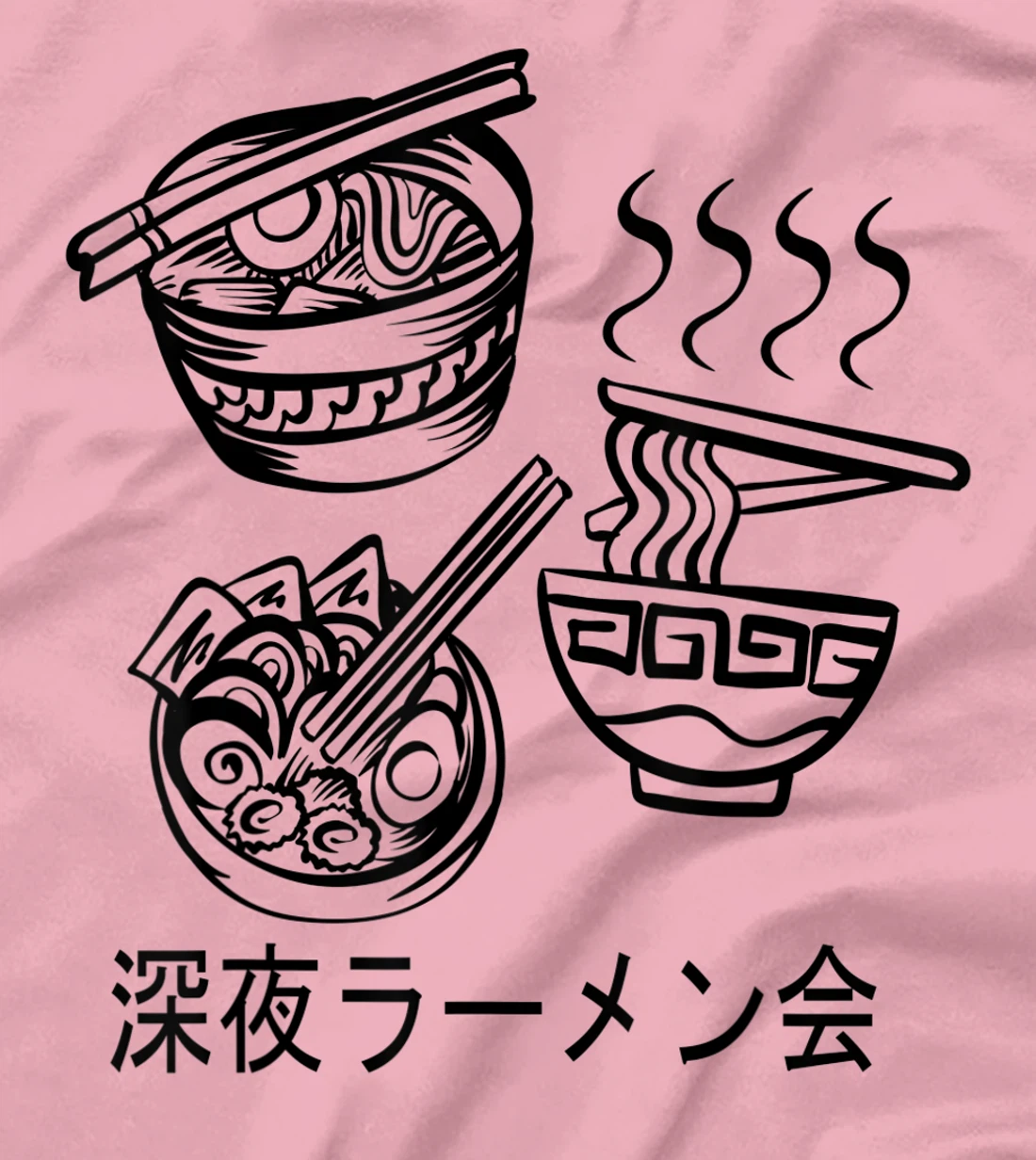 Womens Noodles Meeting At A Late Night Ramen Party 深夜ラーメン会 T-Shirt, Kid T-Shirt and Women T-Shirt