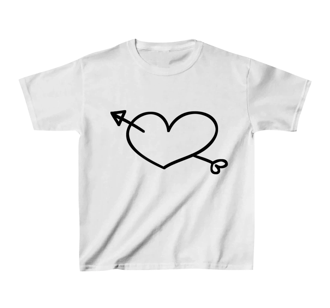 Womens Simple Heart and Arrow Valentine Sweetheart Design T-Shirt, Kid T-Shirt and Women T-Shirt