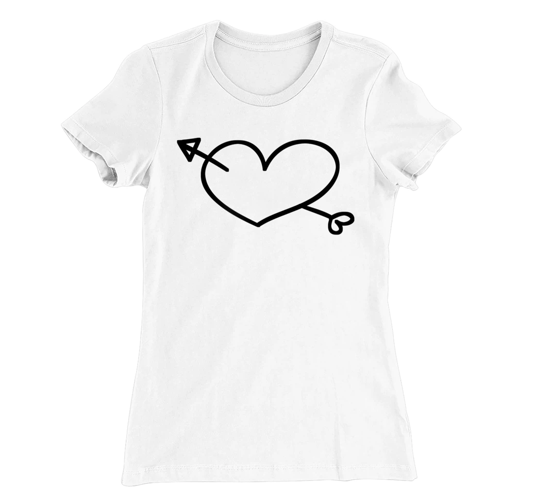 Womens Simple Heart and Arrow Valentine Sweetheart Design T-Shirt, Kid T-Shirt and Women T-Shirt