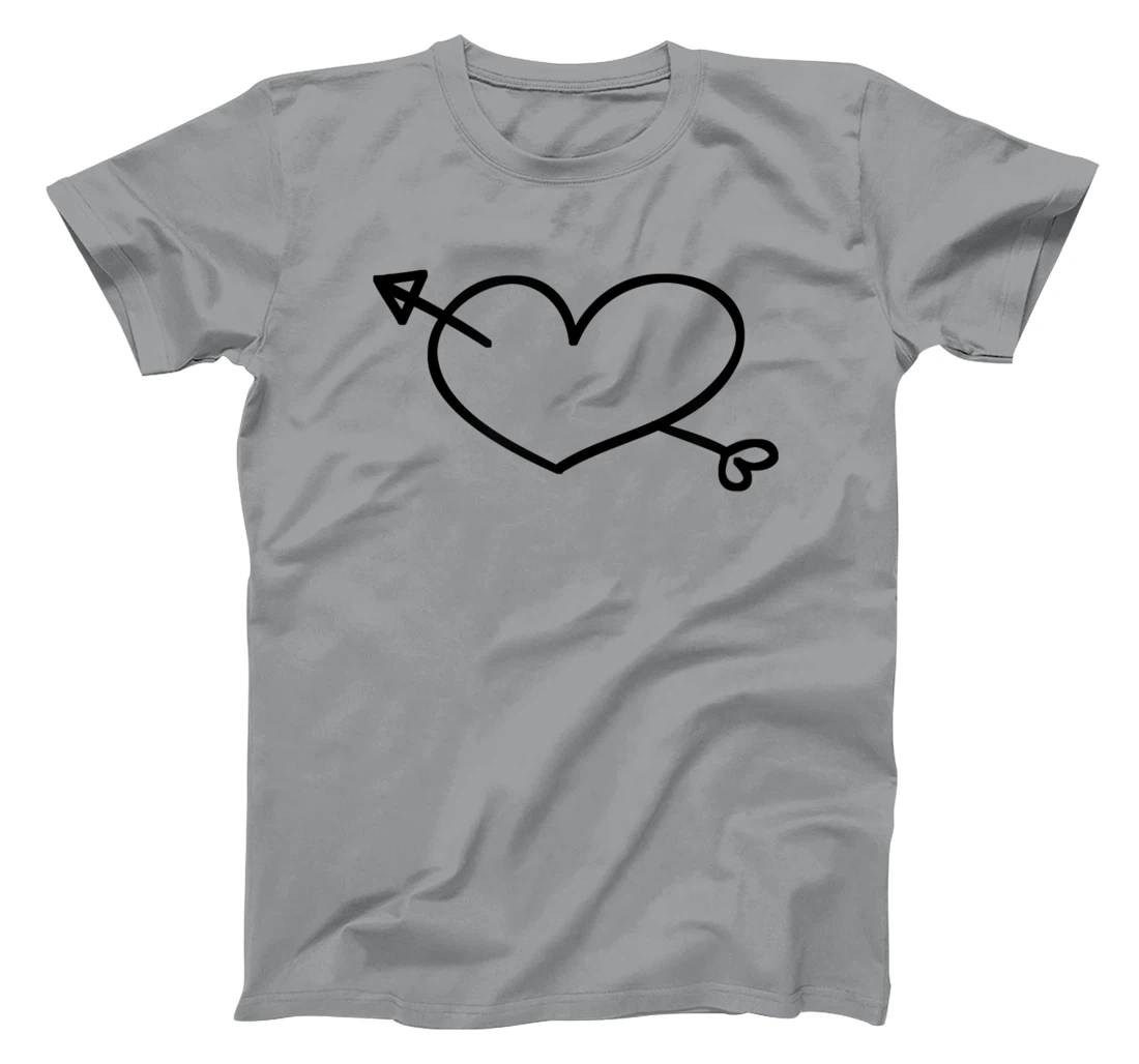 Womens Simple Heart and Arrow Valentine Sweetheart Design T-Shirt, Kid T-Shirt and Women T-Shirt